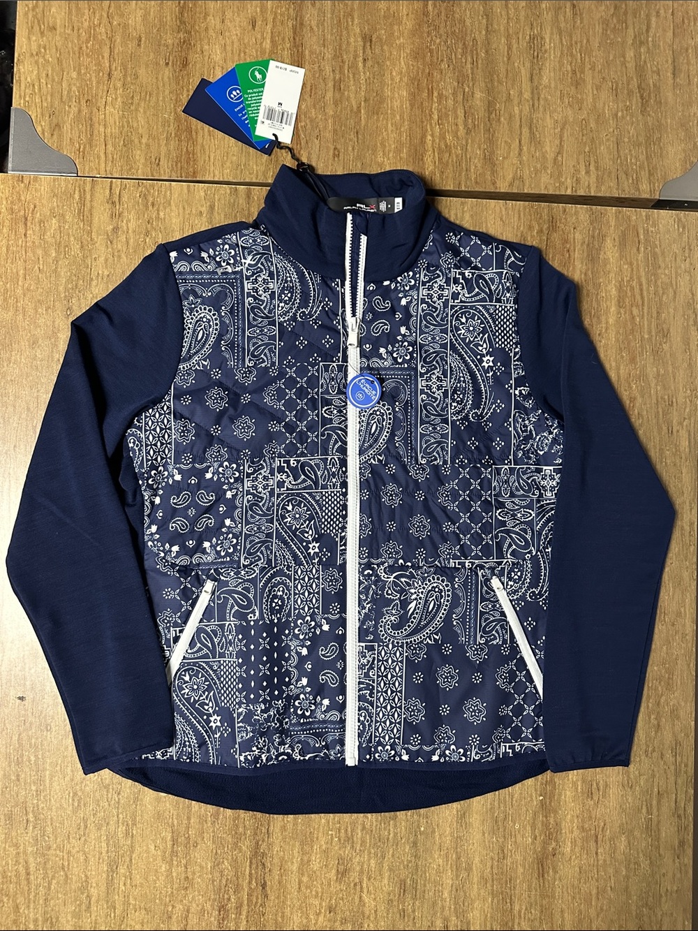 Ralph Lauren X nwt trendy golf bandana print blue white hybrid zip up jacket